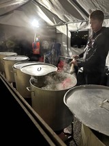 Industrial Cooking Operation with Large Steam Pots