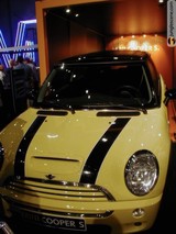 Sleek and Striped Mini Cooper