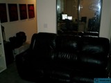 Black Leather Couch in a Contemporary Living Room