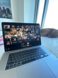 Tomoko Abe Multi-Tasks with Laptop in San Francisco
