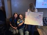 Three Women Celebrate with a Happy Birthday Sign