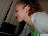Curly-Haired Bree with Laptop and Jewelry