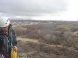 Adventurous Hiker Equipped with Hardhat