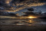A Flaring Sunset on a Beautiful Beach in Fiji