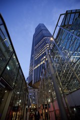 Modern London Skyscraper at Twilight with Glass Architecture