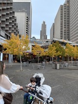 Urban Plaza: Parent and Child Among Modern Towers