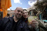 Couple Enjoying Margaritas at Santa Fe Outdoor Cafe
