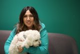 Woman and Her White Dog
