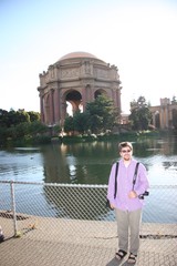 Tourist Poses at Palace of Fine Arts Rotunda