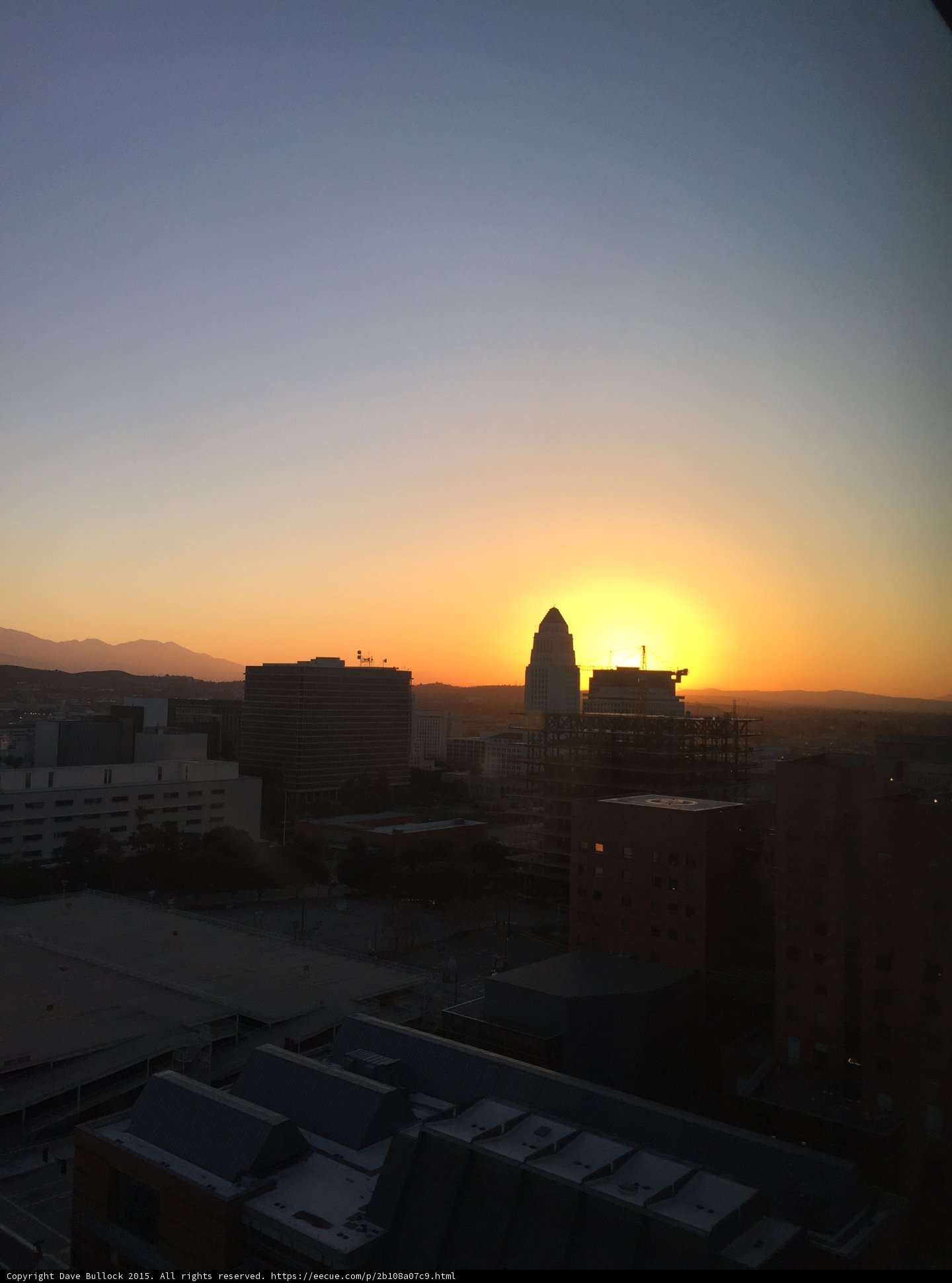 Sun Rising Behind LA City Hall