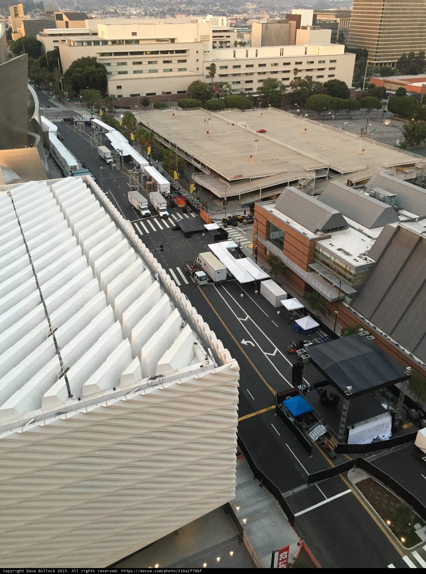 Cityscape from Above with White Roof