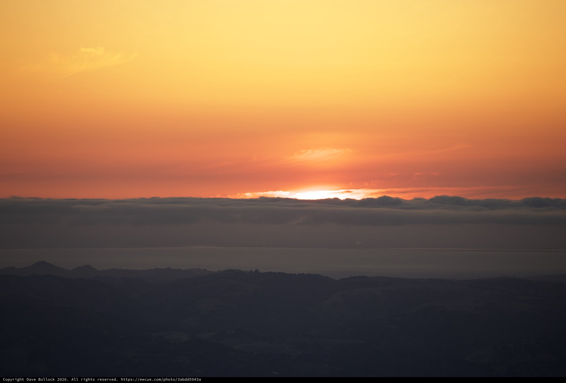 Golden Sunset Over San Francisco Bay from Mount Diablo