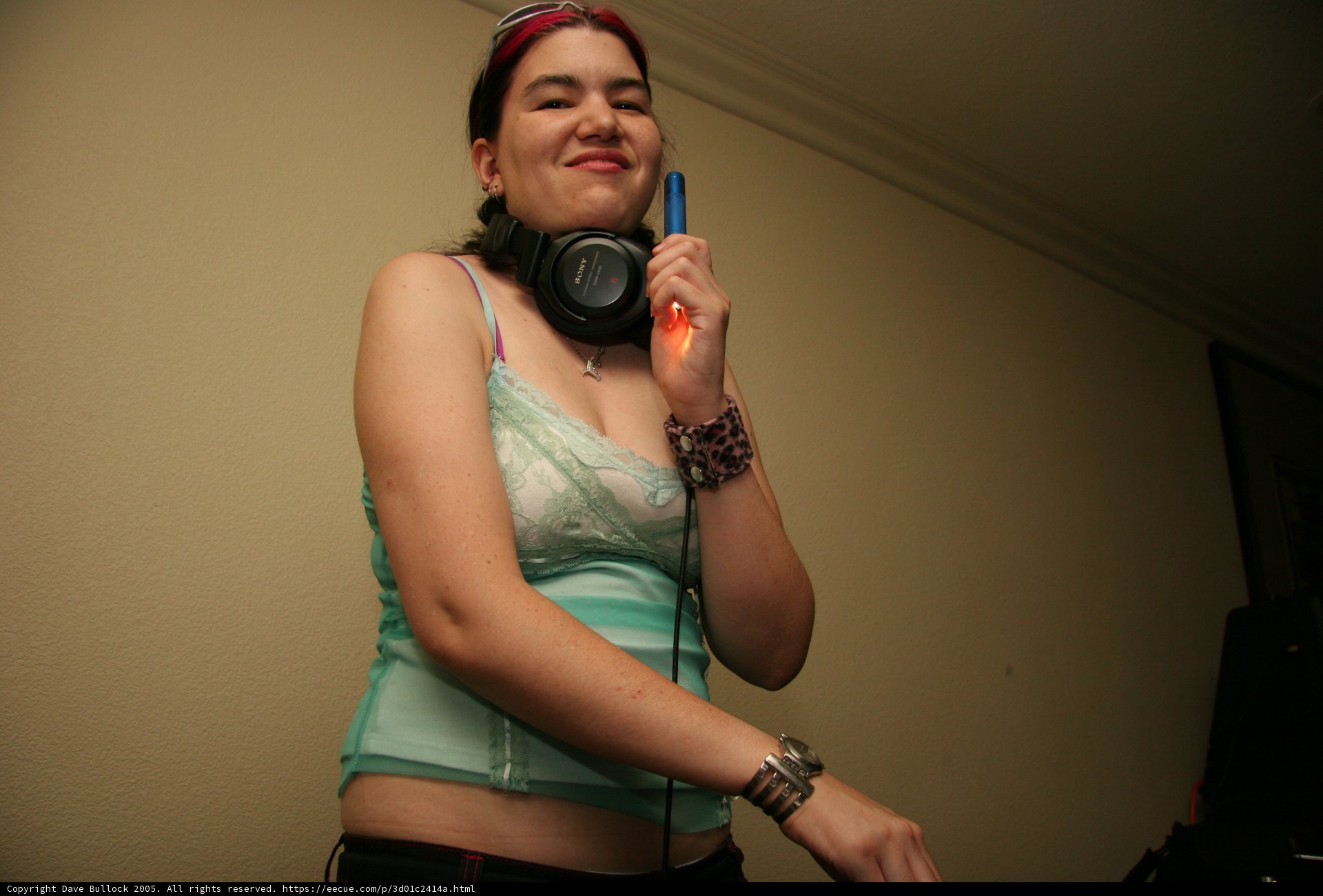 Blue Tank Top and Headphones