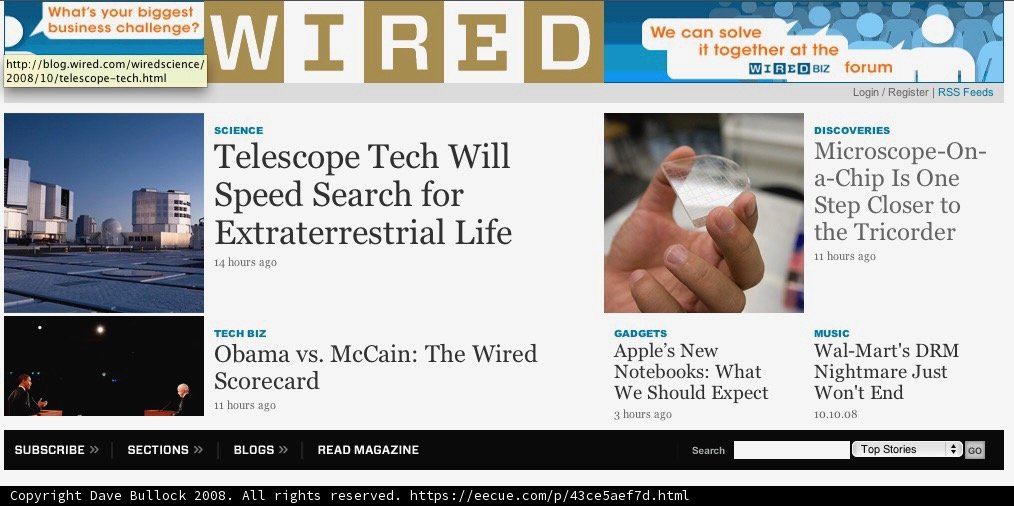Wired Magazine Website Screenshot