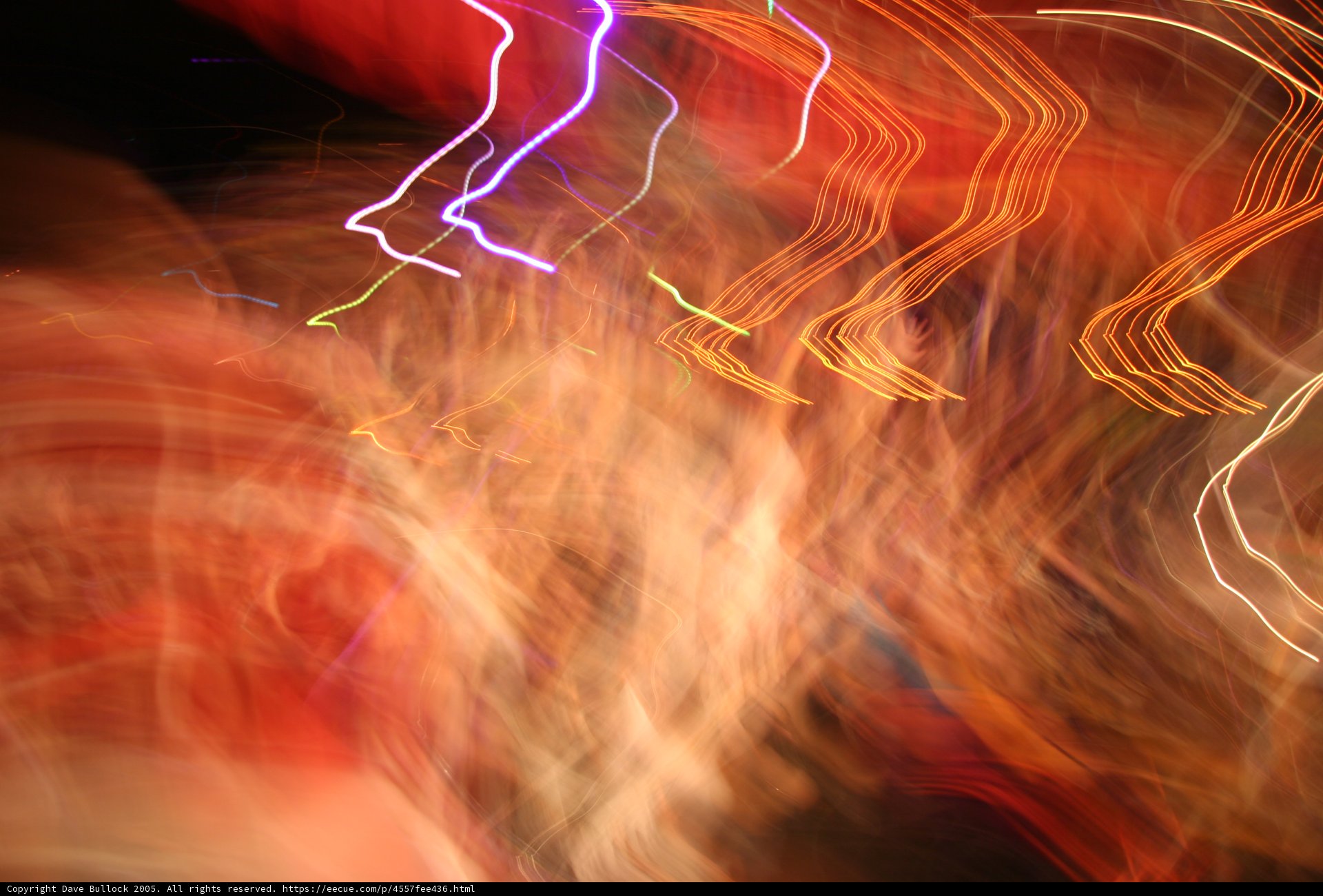 Blurry Figure in a Fiery Neon Dream