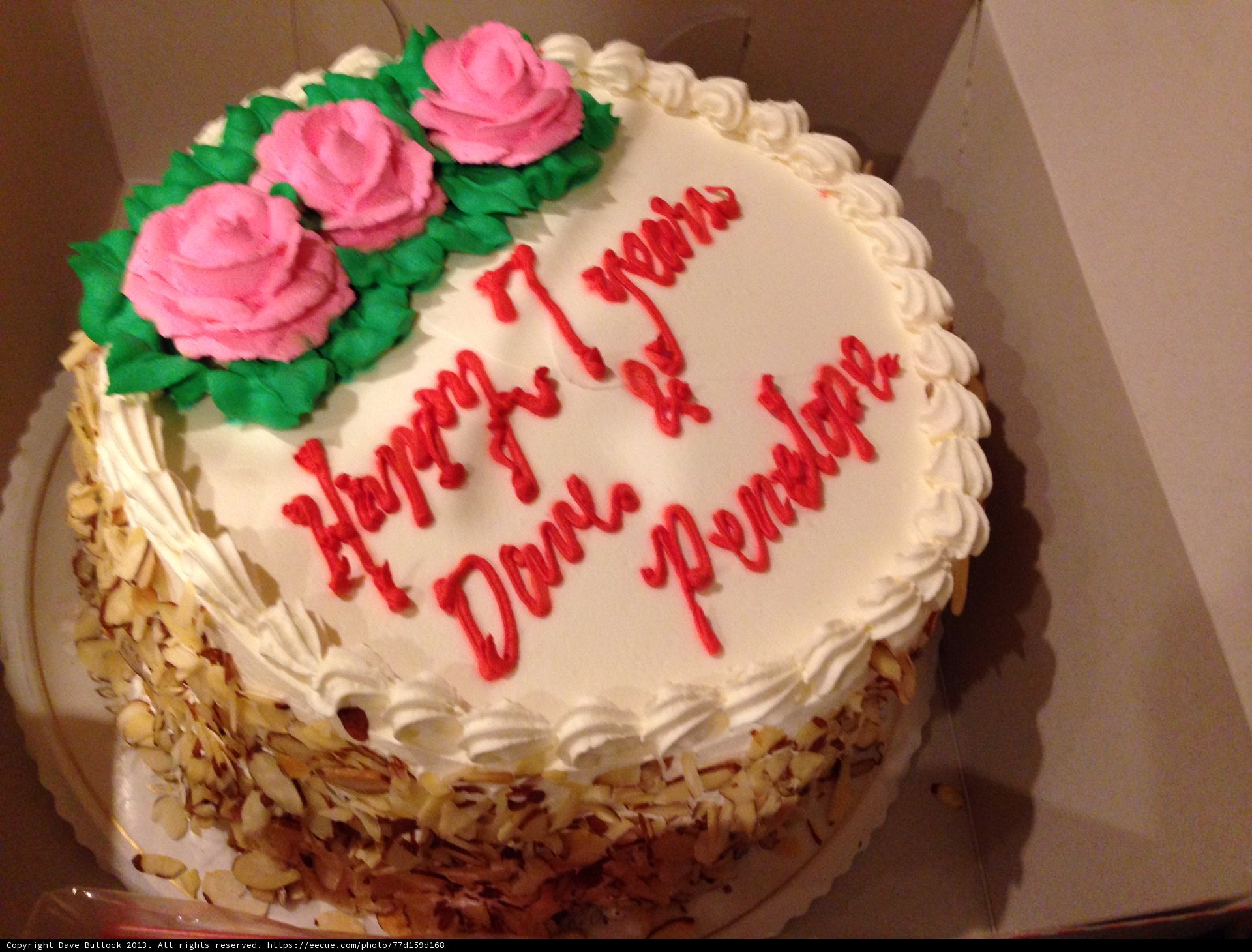 Happy Birthday Cake with 3 Roses