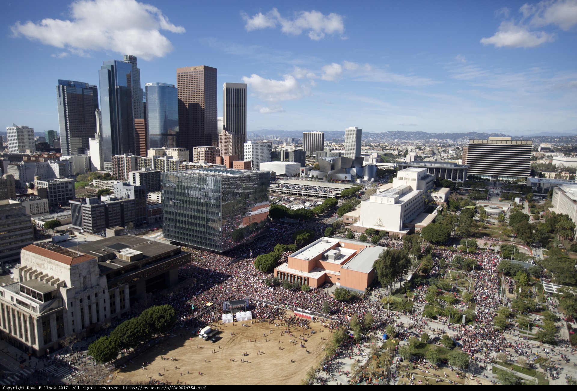 Massive Turnout for Women's March in Cityscape
