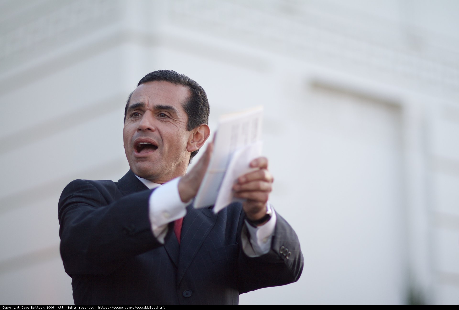 Antonio Villaraigosa Holds a Document