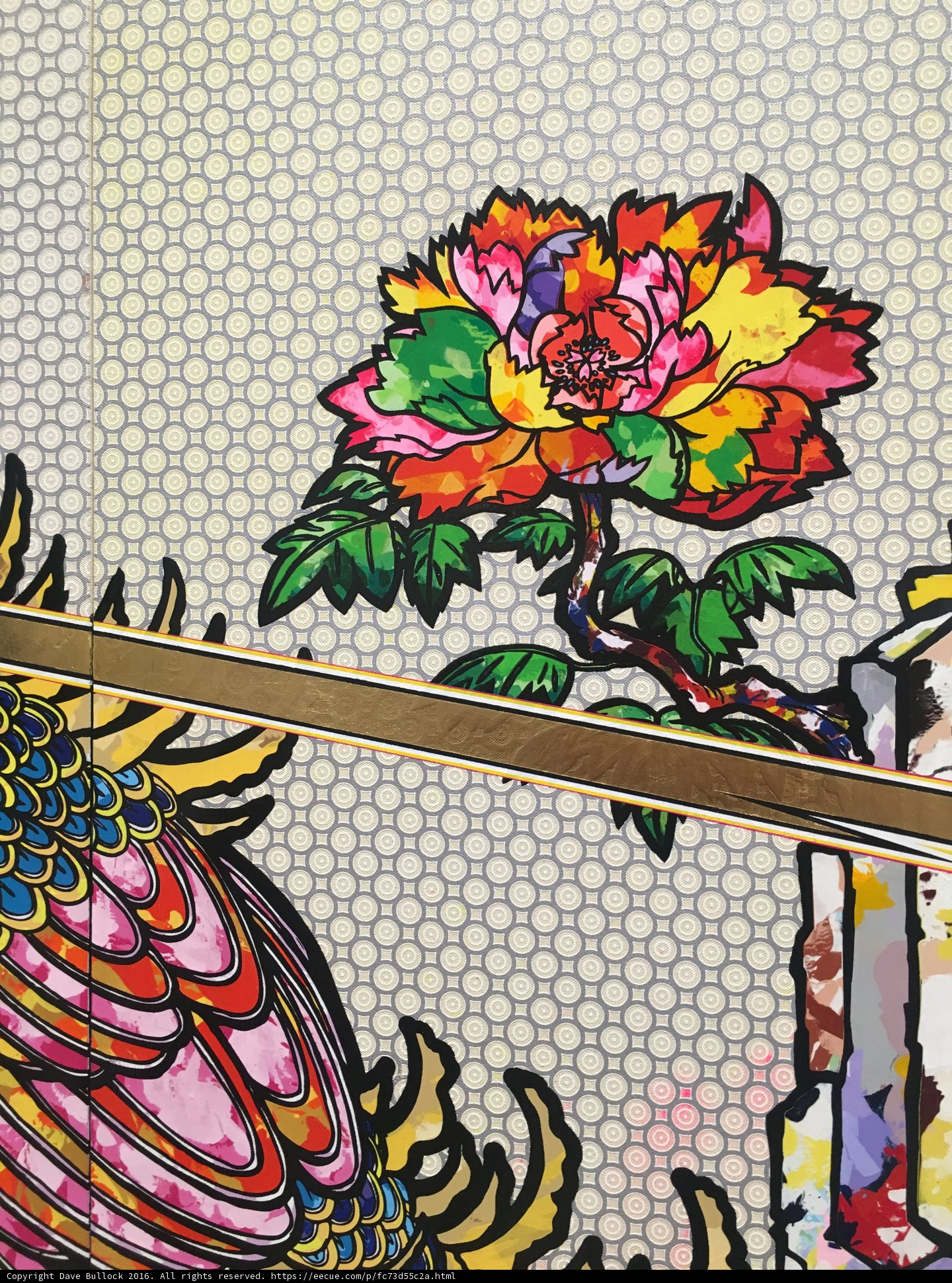 Colorful Floral Mural with Bird