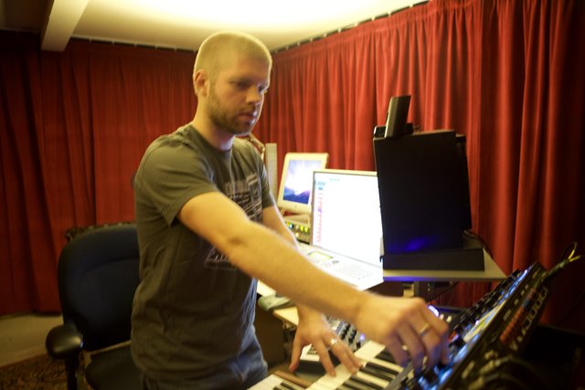 Morgan Page creates electronic magic with his keyboard