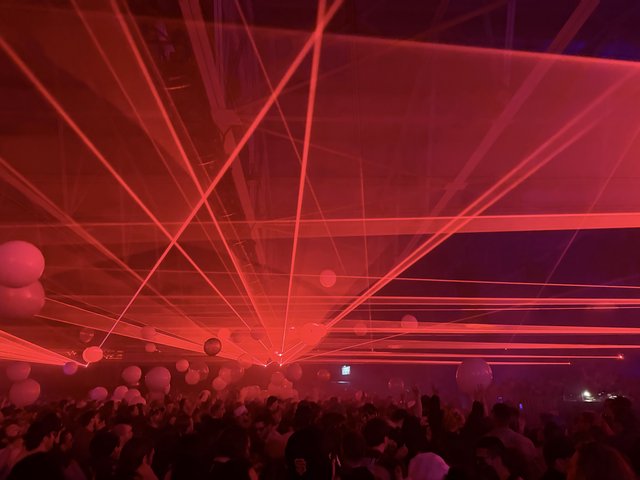Red Laser Light Show at Electronic Music Concert