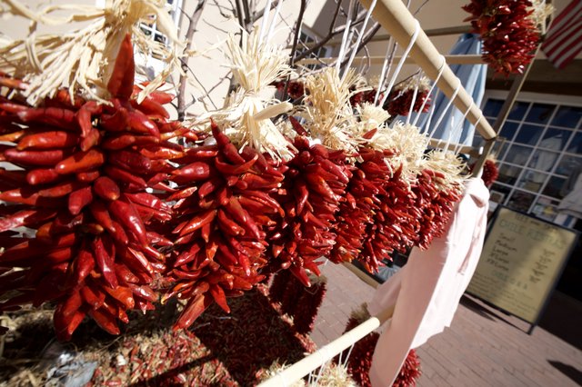 Traditional Red Chile Ristras Hanging in Santa Fe
