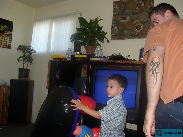 Father and Son Playful Boxing Time