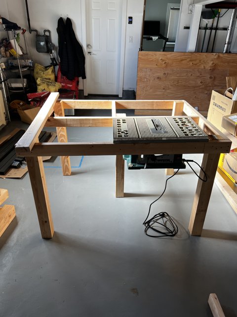 Factory Workshop with Table and Power Tool
