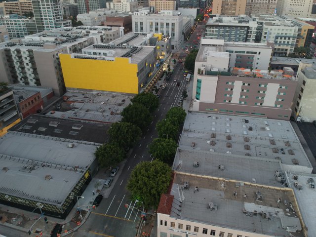 Bird's Eye View of Downtown Los Angeles Street