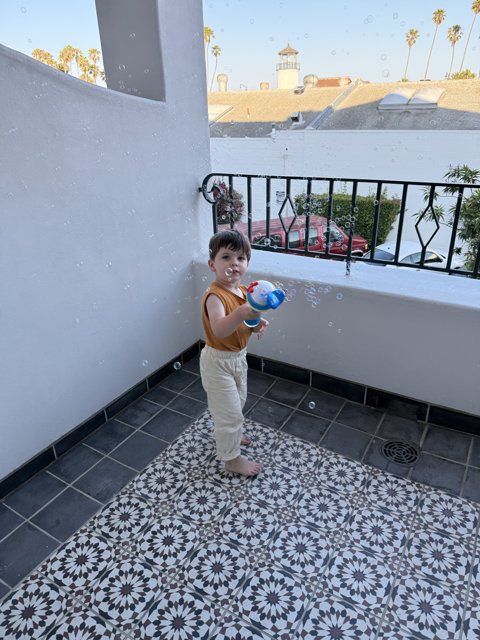 Bubble Play on a Santa Barbara Balcony