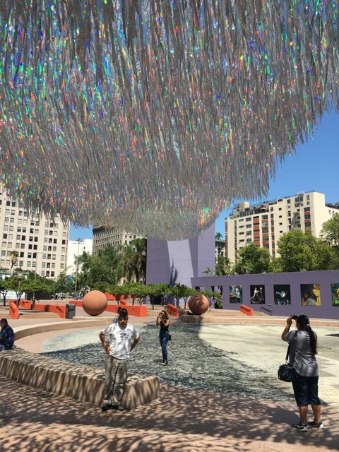 Colorful Ribbon Sphere Sculpture in the City