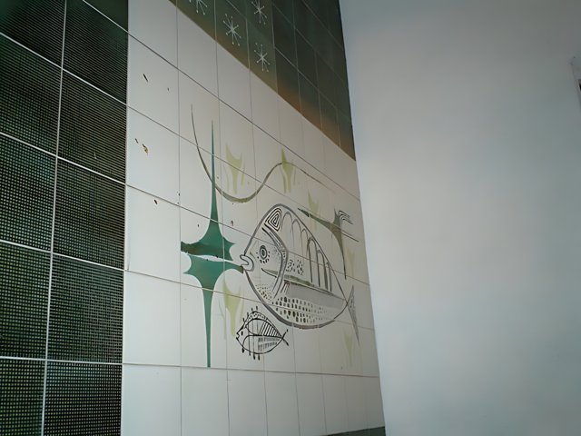 The Fish Mural in Marcus' Bathroom