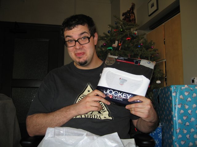 Dave B Bringing Home a Box of Underwear for the Holidays