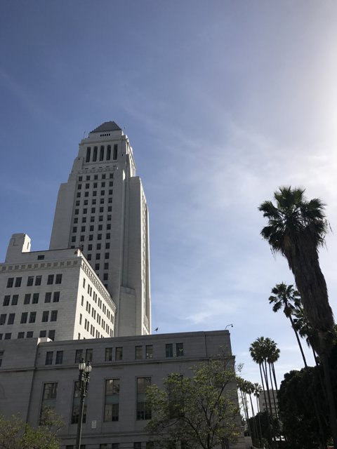Los Angeles City Hall under a Blue Sky