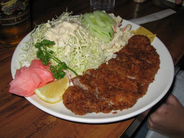 Lemon-Dressed Salad with Fried Chicken