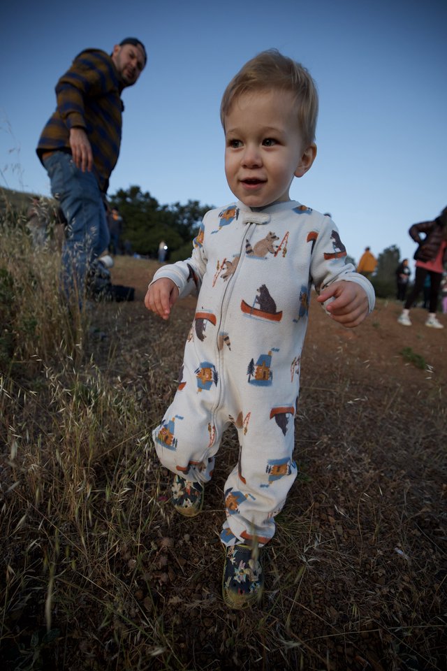 Toddler Runs Free on Mount Diablo at Dusk