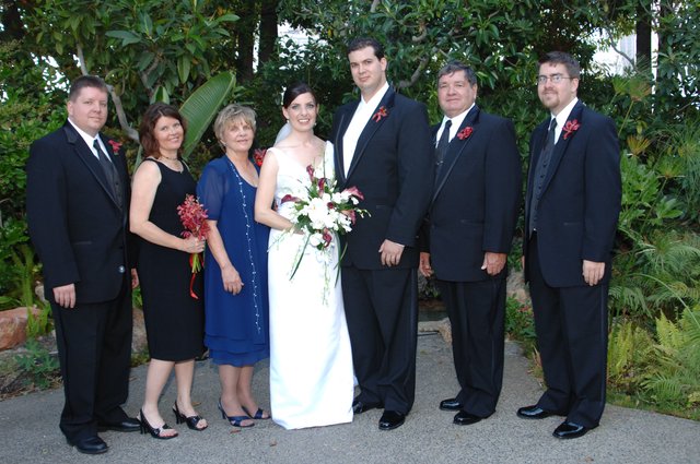 Wedding Party Portrait in Lush Garden Setting