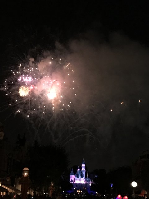 Disneyland's Fiery Night Sky