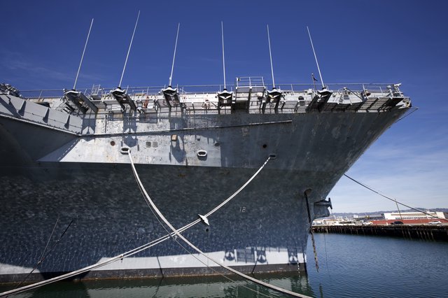 USS Hornet Bow View - Historic Aircraft Carrier Moored
