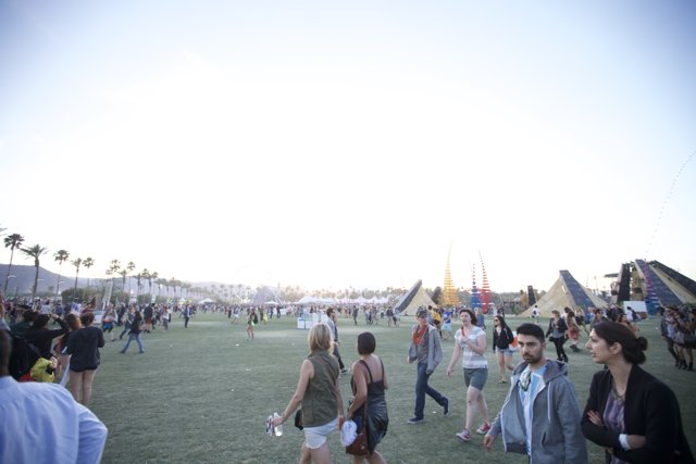 Crowd Walking through Fields at Coachella 2012