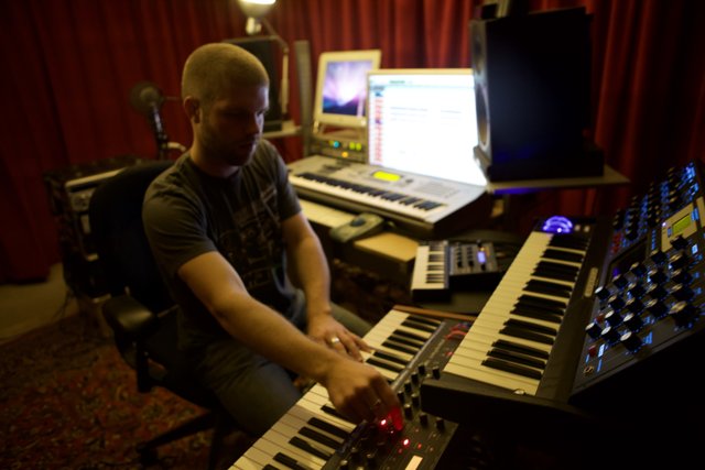 Morgan Page Creates Harmony in the Studio with his Electronic Keyboard