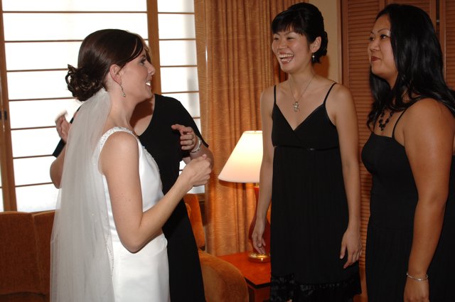 Bride Shares Joyful Moment with Bridesmaids Before Ceremony