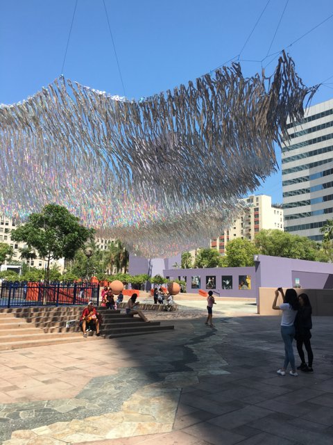 Hanging Paper Sculpture in the Urban Sky