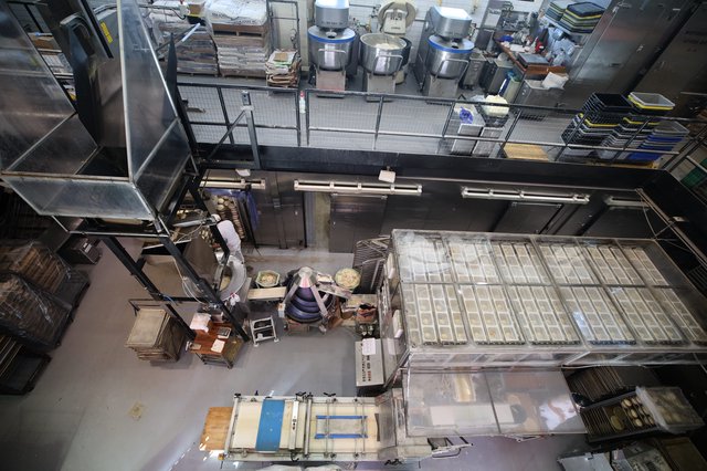 Aerial View of Commercial Kitchen Production Floor