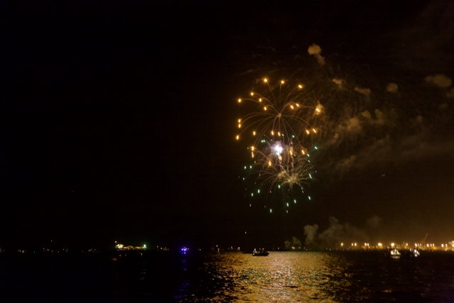 Spectacular Fireworks Display over the Water