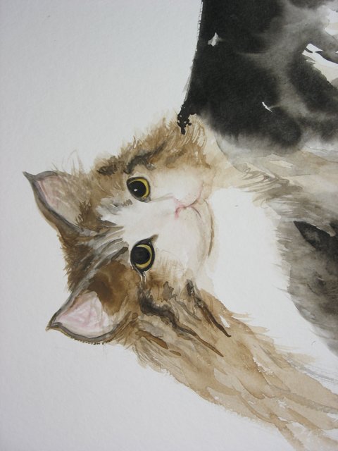 Big-Eyed Cat Watercolor
