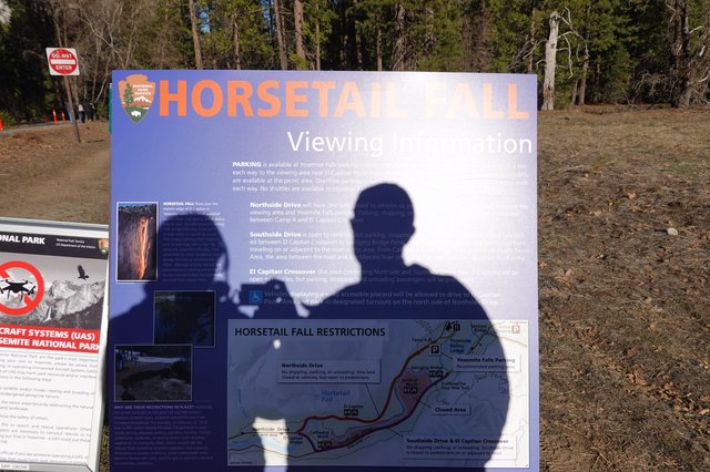 Horsetail Fall Information Sign at Yosemite