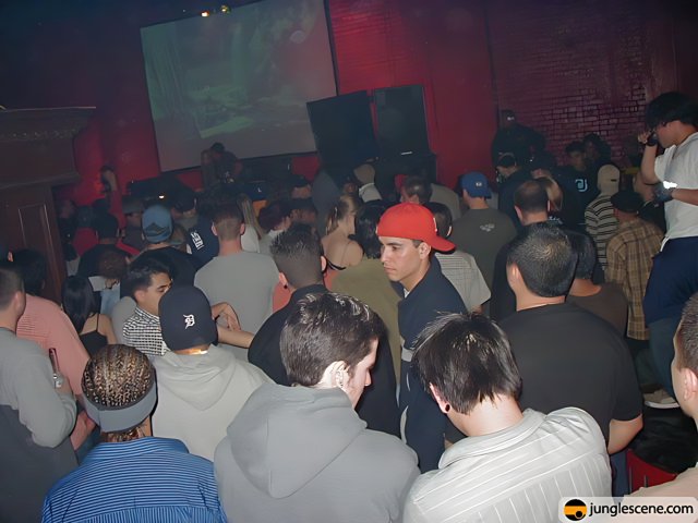 Red-Hatted Man in the Nightclub Crowd