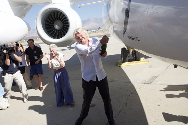 Richard Branson's Private Jet Takes Flight