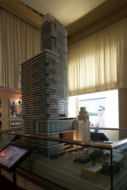 Model of a Tall Building with a Cozy Living Room